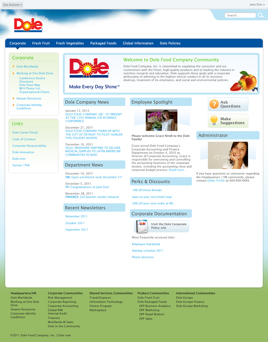 Dole intranet design